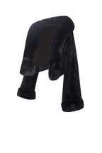 Kali Black Cropped Faux Graceful Fur Jacket With Hood Outwear