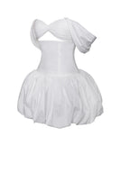 Umika White Bubble Charming Hem Mini Dress Dresses