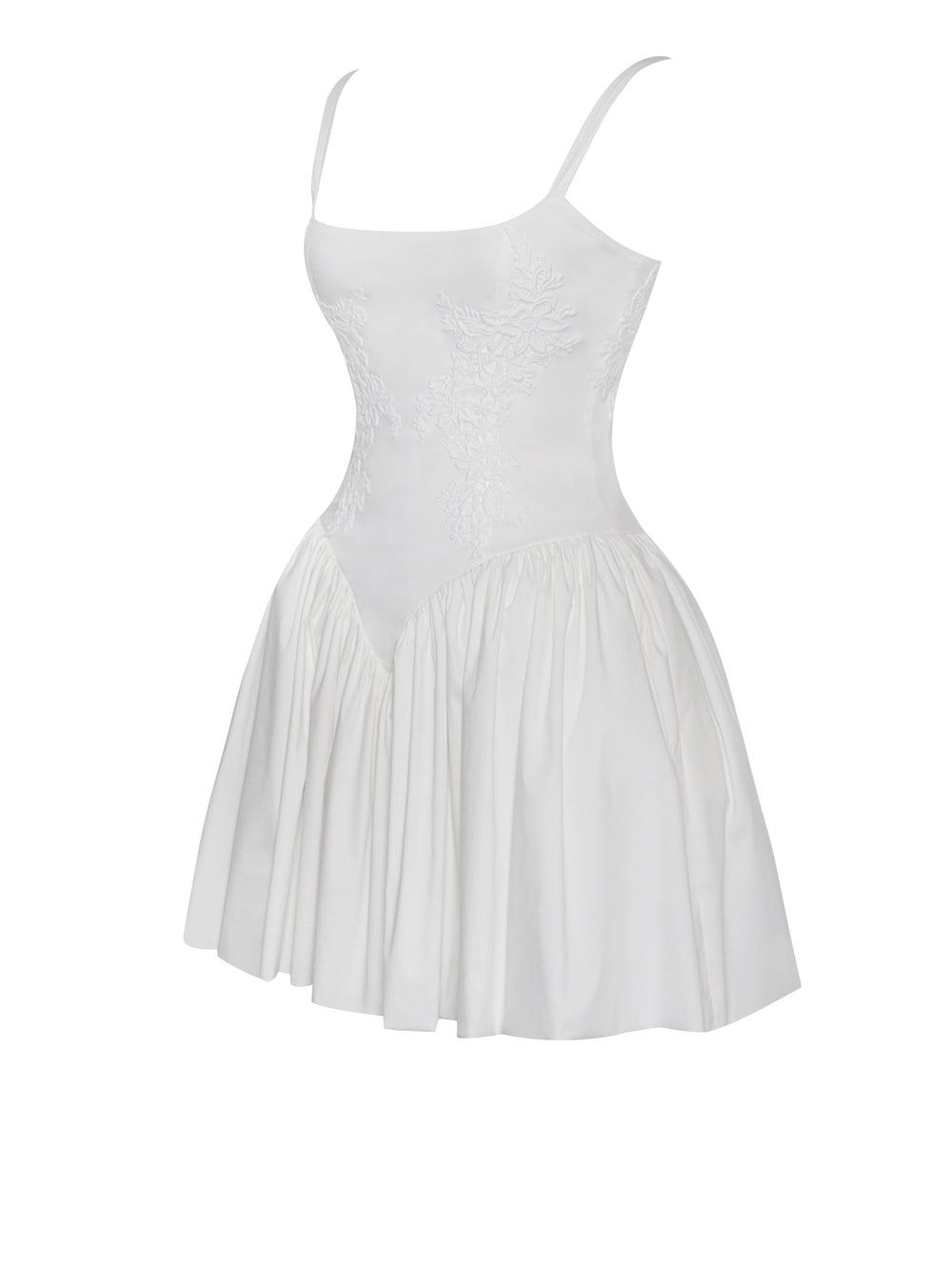 Kadi White Cotton Drop Graceful Waist Corset Mini Dress Dresses