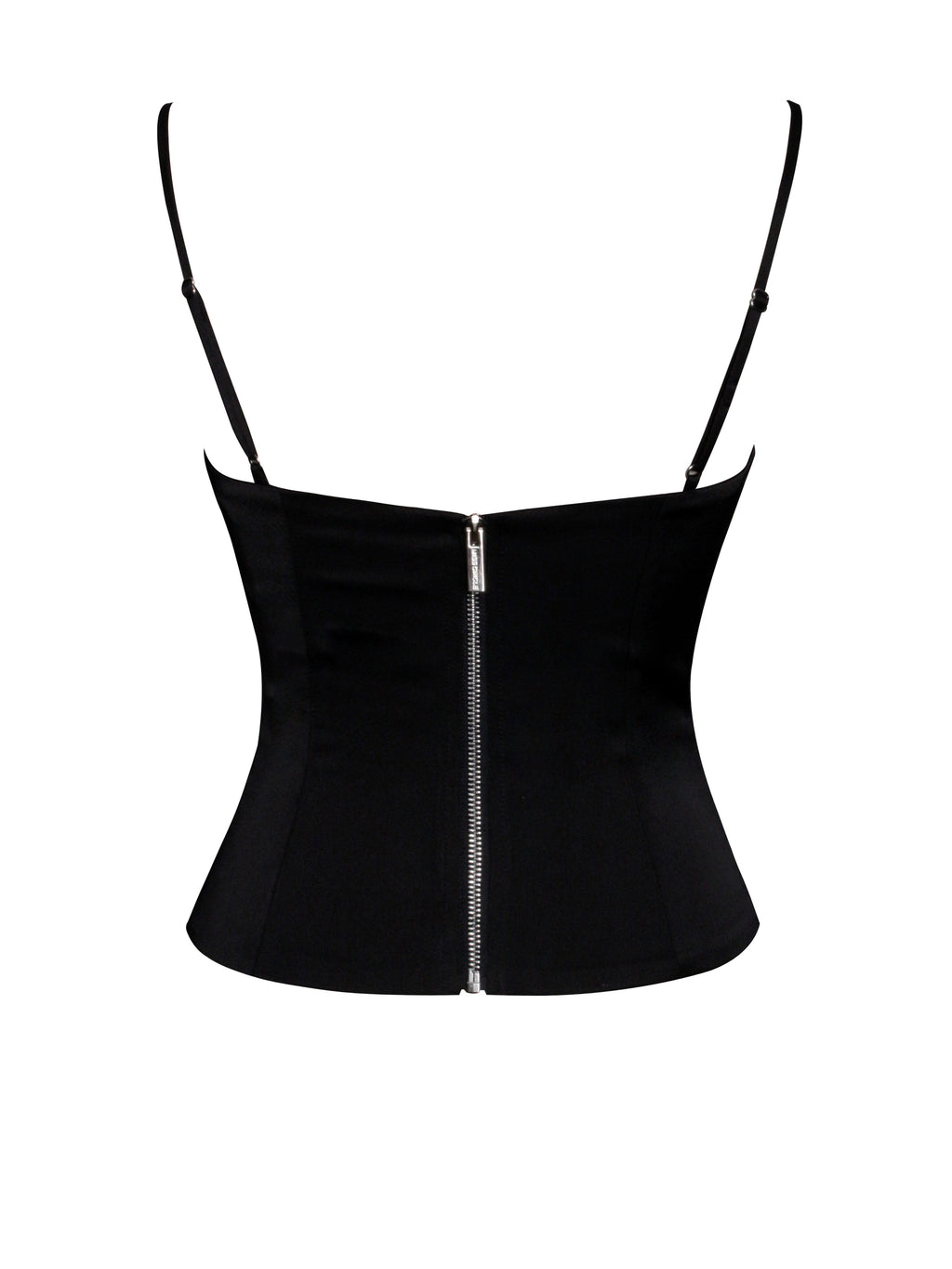 Padma Black Satin Charming Lace Bustier Corset Top Tops