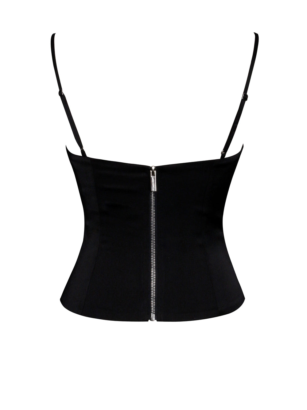 Padma Black Satin Charming Lace Bustier Corset Top Tops