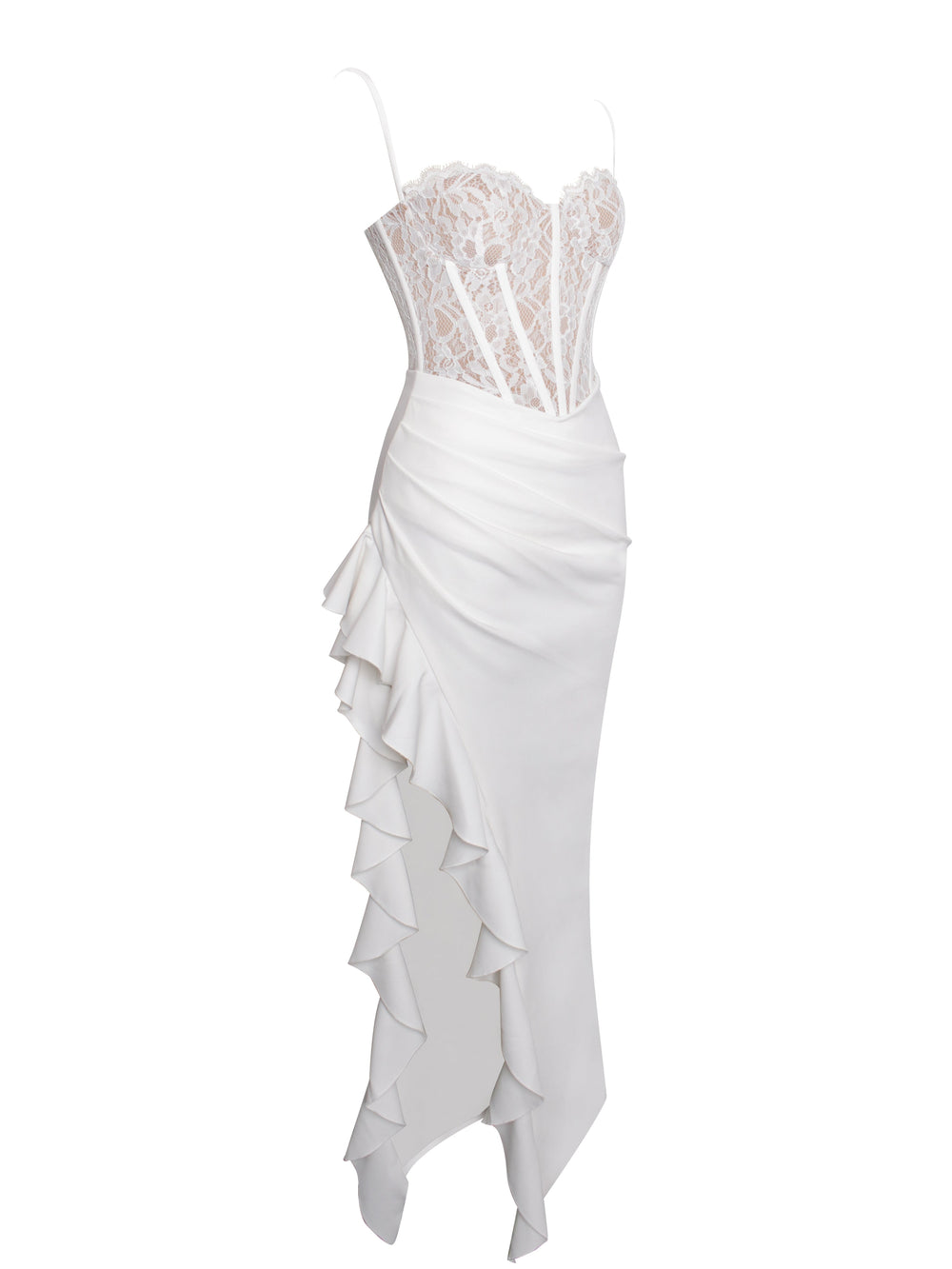 Junia White Lace Charming Corset Maxi Dress Dresses