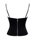 Padma Black Satin Charming Lace Bustier Corset Top Tops