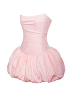 Oletta Pink Corset Strapless Graceful Bubble Hem Mini Dress Dresses