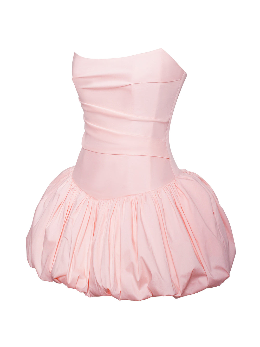 Oletta Pink Corset Strapless Graceful Bubble Hem Mini Dress Dresses