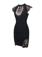 Quinella Black Lace Charming Crepe Backless Mini Dress Dresses