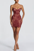 Strapless Lace Corset Mini Cocktail Dress