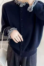 Ruffle Trim Contrast Cardigan