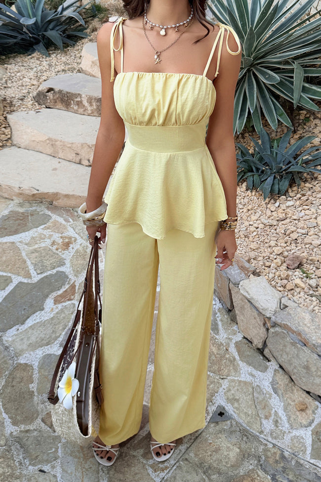 Casual Tie Waist Wide Leg Pants Set Main image