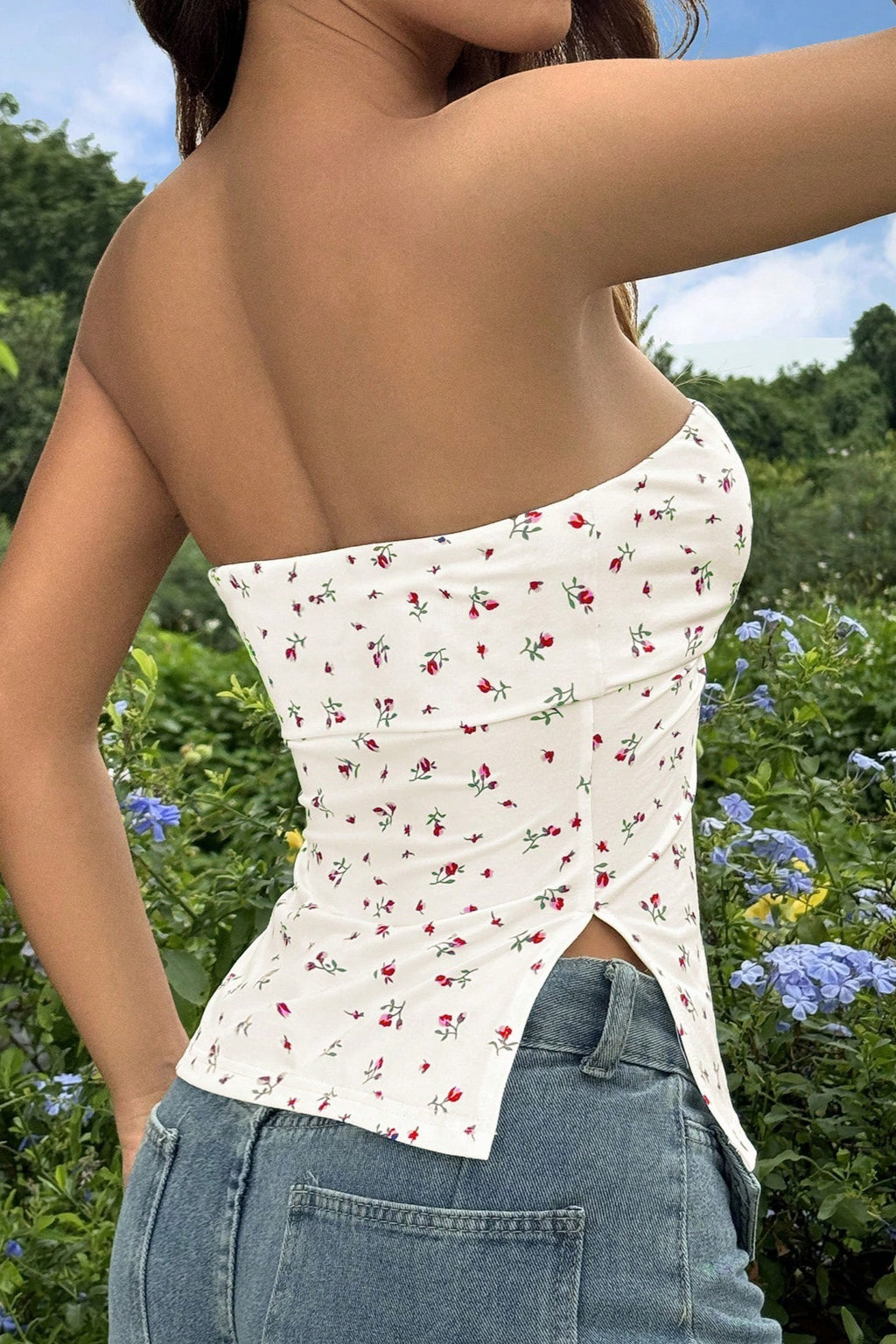 Sweet Floral Corset Tube Top