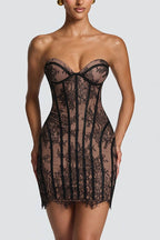 Strapless Lace Corset Mini Cocktail Dress