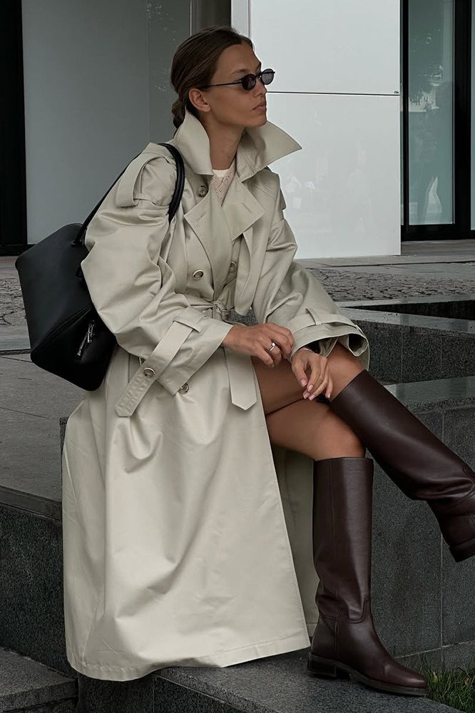 Belted Long Line Vintage Trench Overcoat Main image