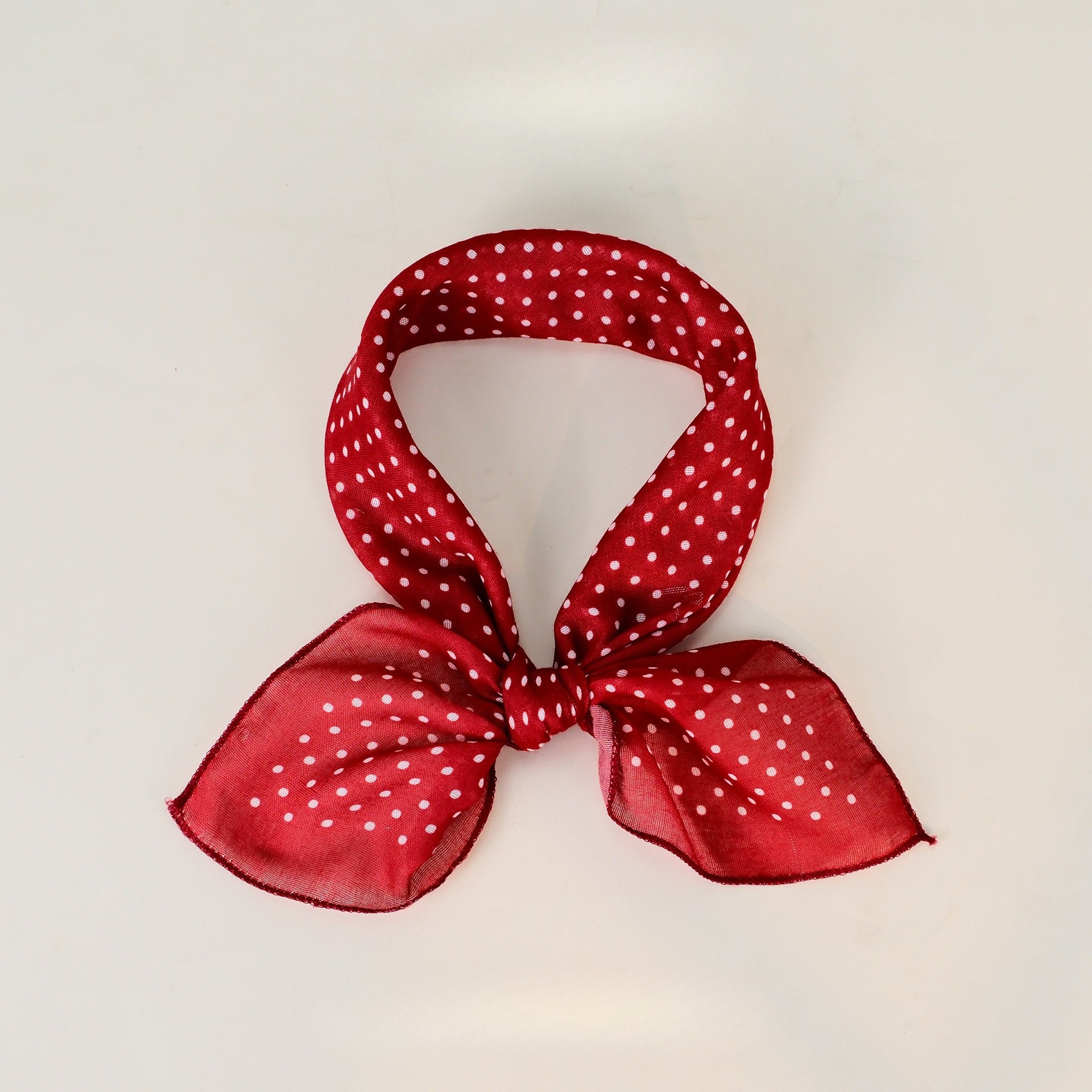 Polka Dot Faux Linen Square Hair Neck Sun Scarf Main image