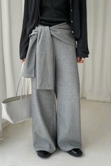 Casual Tie Patchwork Relaxed Straight Pants