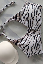 Sporty Zebra Print Halter Tank Top