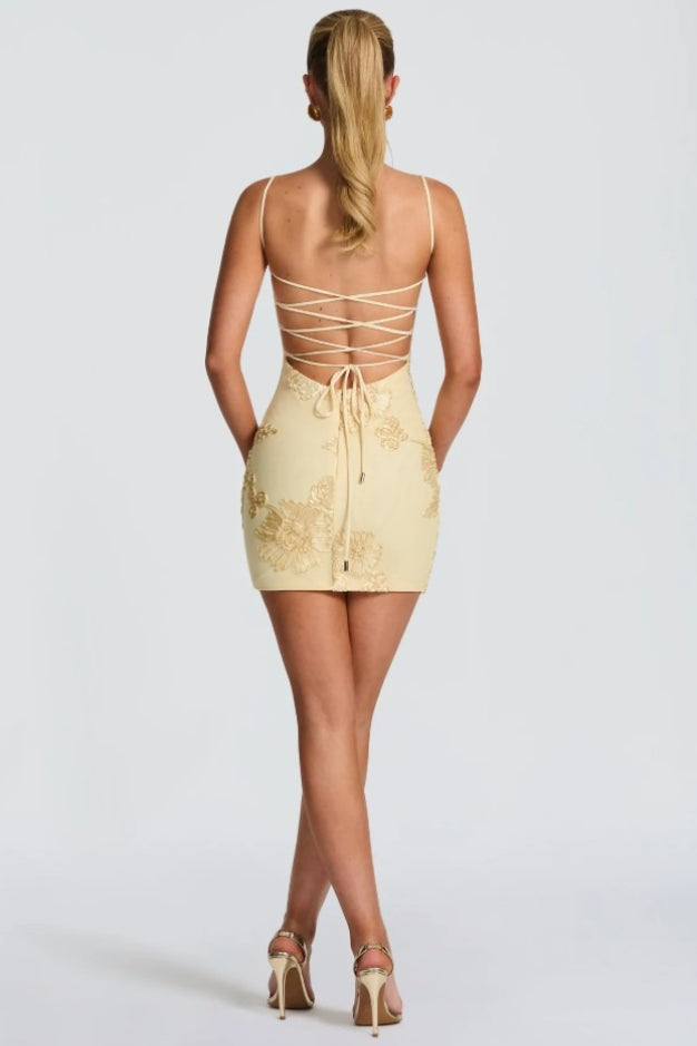 Floral Lace Corset Back Cocktail Dress
