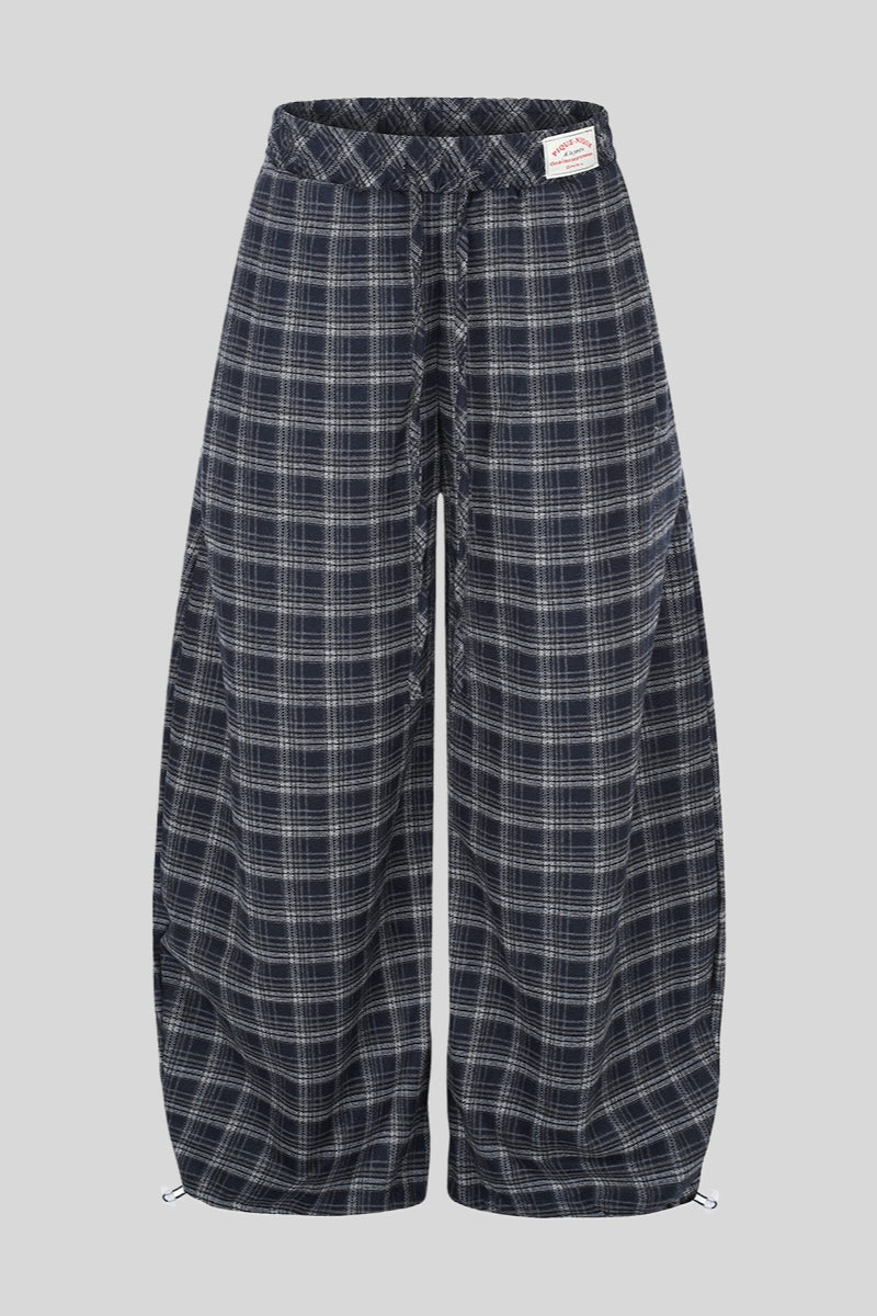Plaid Baggy Barrel Leg Streetwear Pants