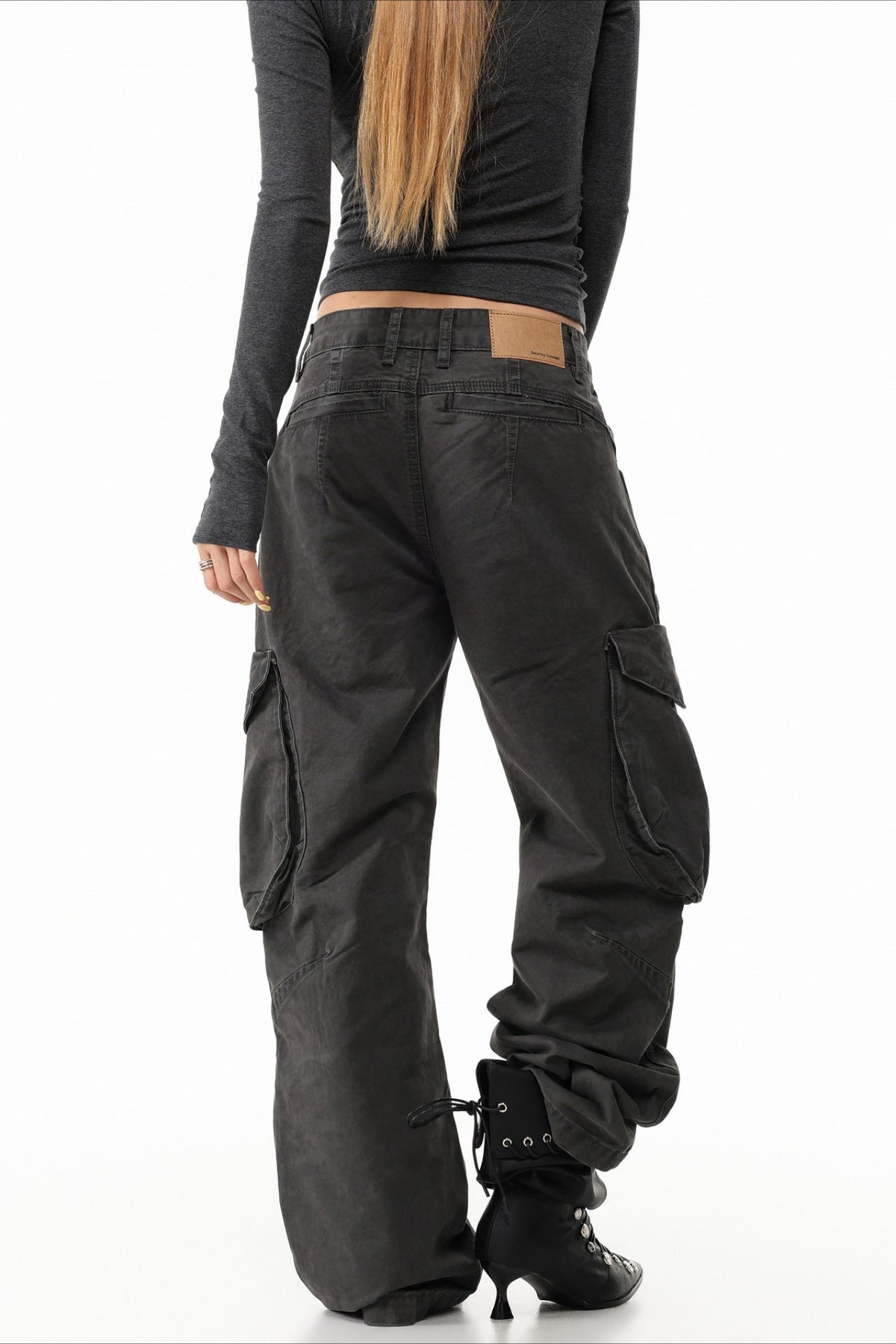 Studded Pocket Wide Leg Cargo Pants
