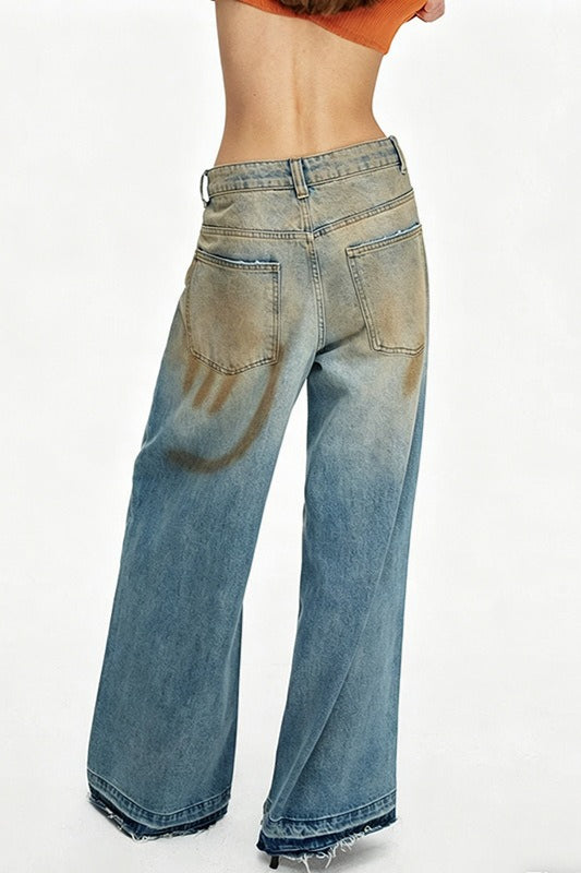 Distressed Dirty Wash Relaxed Straight Jeans Secondary image