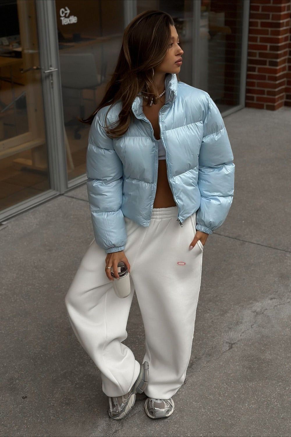 Essential Cropped Puffy Puffer Jacket