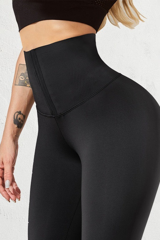 Double Row Button High-Waist Sculpting Fleece Leggings Main image