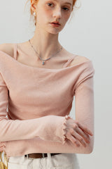 Burgundy Mock Two Piece Knit Top