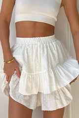 Solid High Waist Lace Tiered Bodycon Skirt