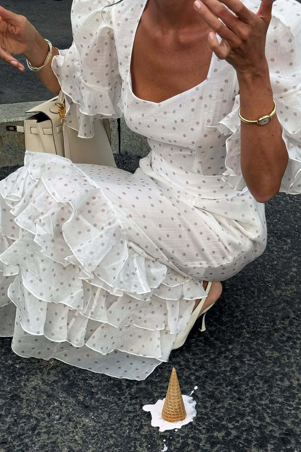 White Puff Sleeve Ruffled Bodycon Maxi Dress Main image