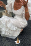 White Puff Sleeve Ruffled Bodycon Maxi Dress