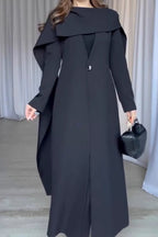 Cape Sleeve Solid Color Long Overcoat