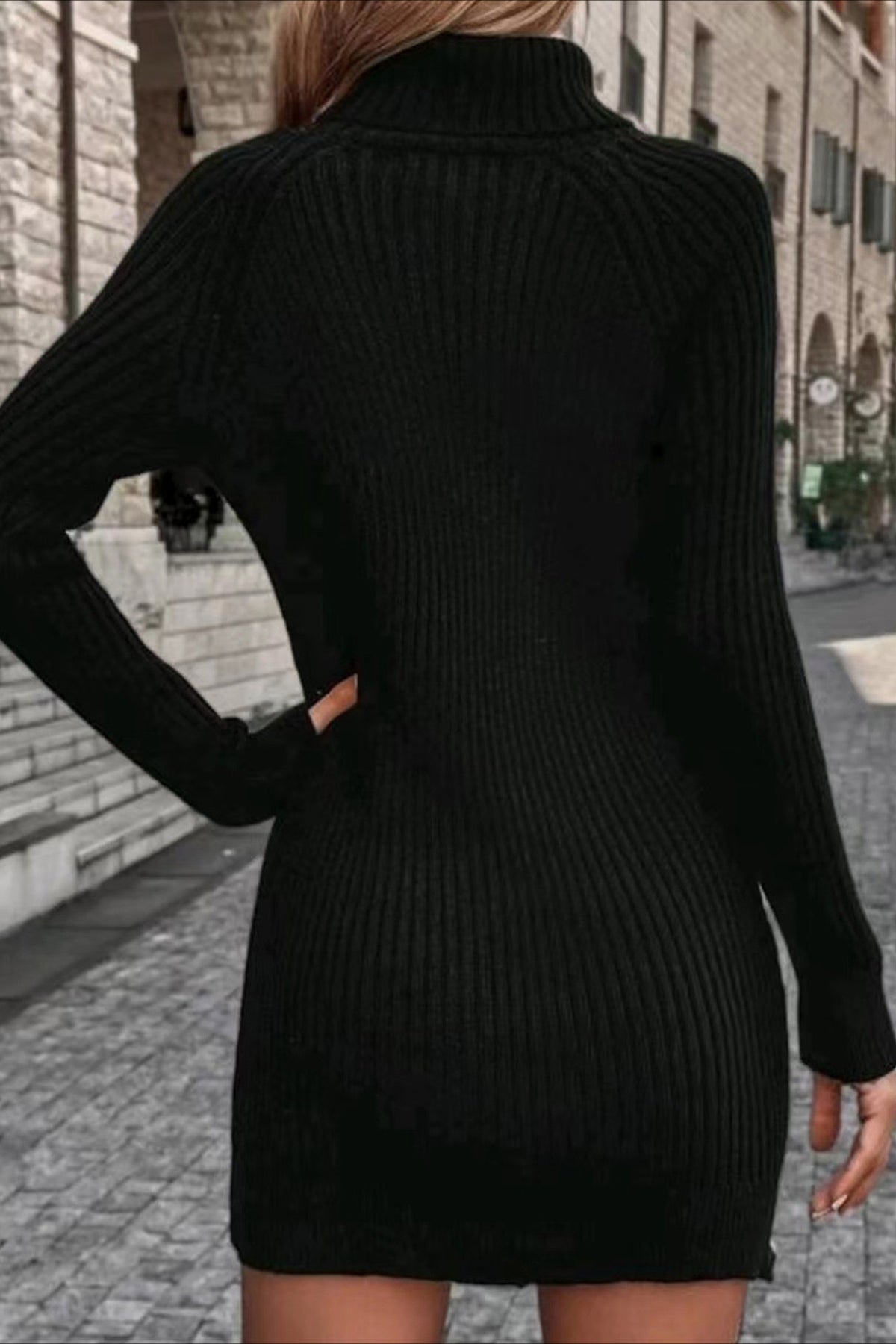 Slim Fit Long Sleeve Knit Sweater Dress Secondary image
