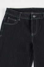 Letter Embroidery Vintage Low Rise Slim Flare Jeans