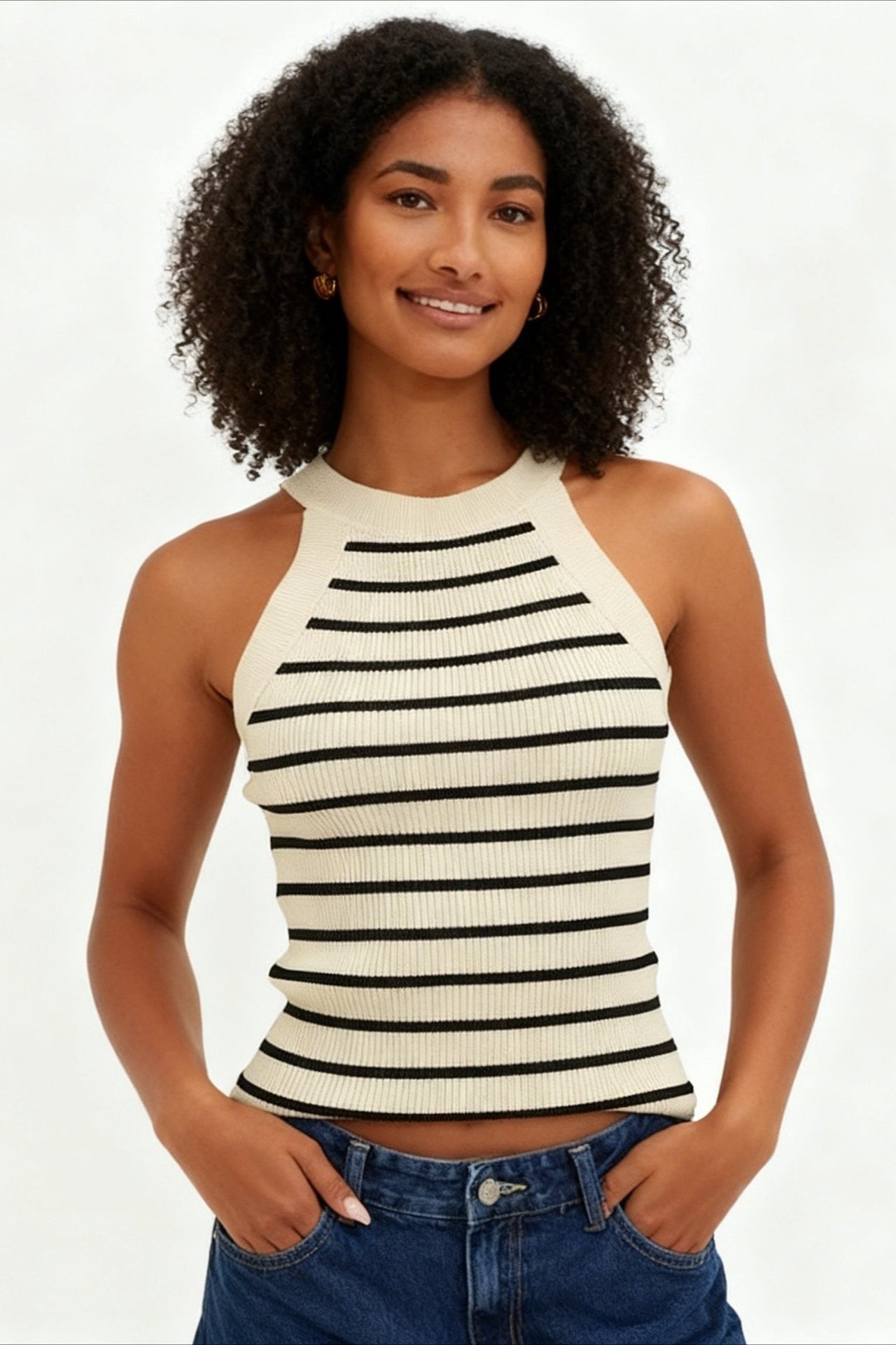 Striped Sleeveless Knit Top Secondary image