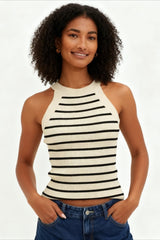 Striped Sleeveless Knit Top