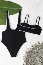 Black Bodycon Sexy Cutout Two Piece Swim Set
