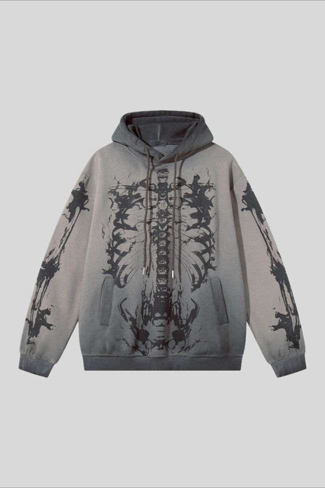 Skeleton Graphic Washed Pullover Hoodie Main image