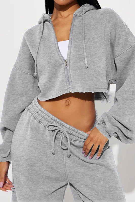 Cropped Zip Sweatshirt Two Piece Set Main image