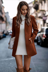 Brushed Wool Solid Long Sleeve Coat coats