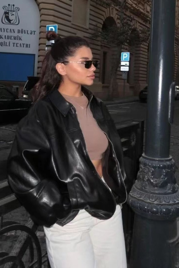Solid Color Aviation Style Jacket Secondary image