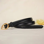 Vintage Glossy Edge Irregular Buckle Leather Belt