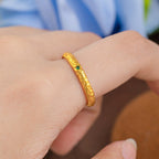 Vintage Hammered Gold Green Zircon Ring