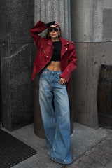 Washed Low Waist Straight Leg Jeans Blue / S