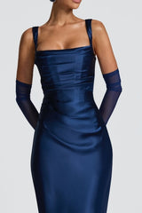 Square Neck Tie Waist Bodycon Mermaid Prom Dress
