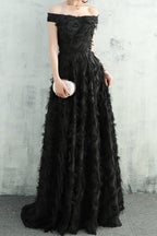 Chiffon A Line Formal Dress XS / Black