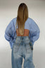 Asymmetric Button Back Cutout Blouse