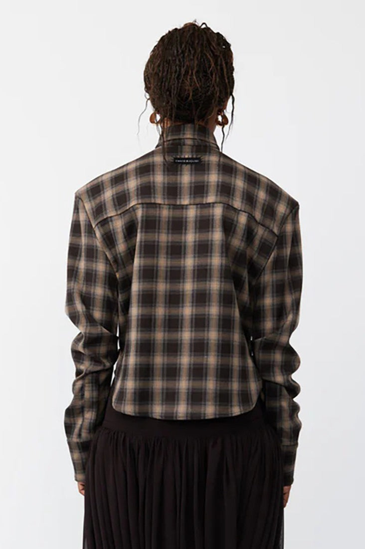 Asymmetric Slim Fit Plaid Blouse Secondary image