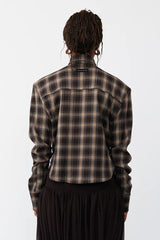 Asymmetric Slim Fit Plaid Blouse