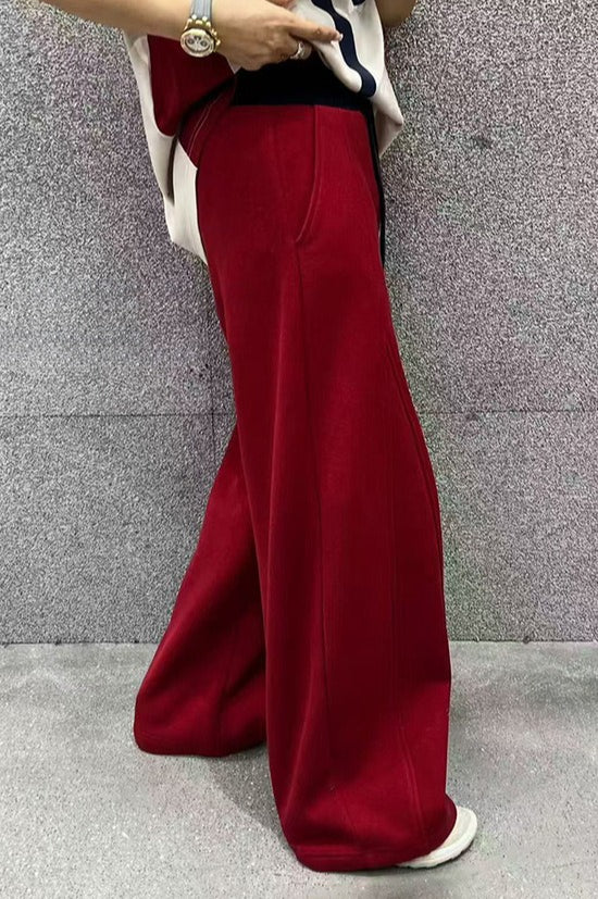 Solid Color Casual Fluid Wide Leg Fleece Sweat Pants Secondary image