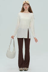 High-Waisted Breathable Flared Workout Slit Leggings