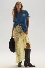 Chic Sheer Embroidered Lace Maxi Skirt